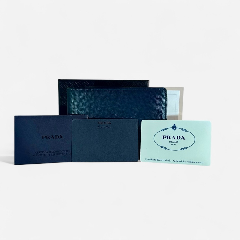 Prada 2M0002 Saffiano Leather Bifold Wallet w Coin Purse Baltico Navy – Box &COA - Picture 2 of 10